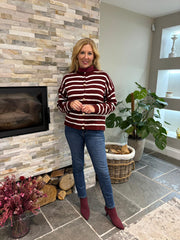 Wine Stripe Cardigan Dora