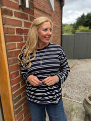 Navy Striped Top Pria
