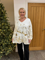 Winter White Festive Reindeer Knit Ava