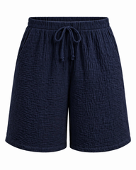 Navy Bubble Cotton Shorts