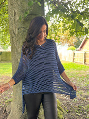 Navy Asymmetric Loose Knit Melody