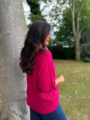 Raspberry Reverse Seam Knit Georgina