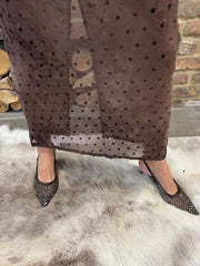 Chocolate Polka Dot Mesh Dress Joanna