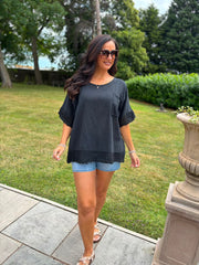 Black Multi Hole Detail Top Terri