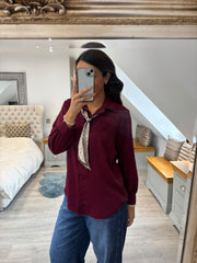 Wine Scarf Detail Blouse Belle