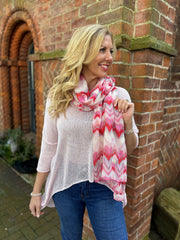 Lipstick Watercolour Zig Zag Scarf