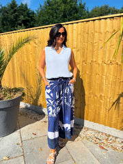 Navy Coastal Palm Trousers Naomi