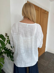 White Multi Hole Detail Top Terri