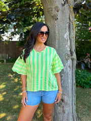 Lemon Puff Sleeve Striped Top Erin