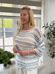 Blue Premium Striped Loose Knit Shona
