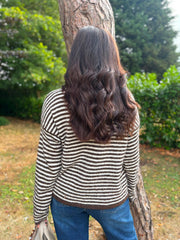 Chocolate Striped Zip Knit April