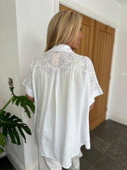 White Sequin Lace Detail Blouse Jan