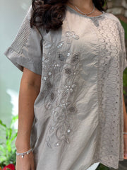Mocha Embroidered Top Zella