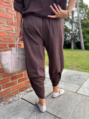 Chocolate Mesh Detail Barrel Leg Trousers Parker