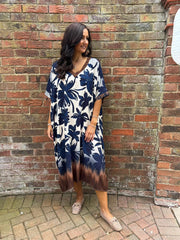 Navy Ombre Floral Dress Stephanie