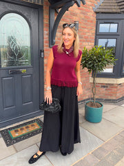 Wine Fray Bottom Knitted Vest Grace