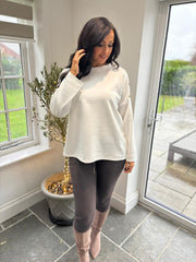 Winter White Button Detail Sweatshirt April