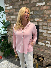 Pink Hooded Button Shacket Mabel