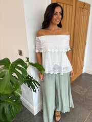 White Bardot Lace Top Jemima