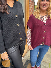 Wine Knitted Waistcoat Lillian