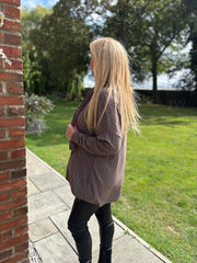 Mocha Ribbed Scarf Top Zeta