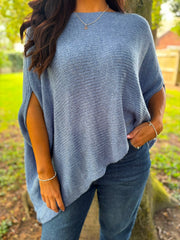 Denim Asymmetric Cosy Knit Fran