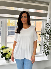 White Diamante Cold Shoulder Top Suzie