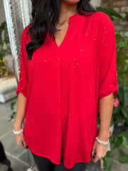 Red Sparkle Blouse Gloria