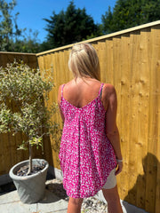 Lipstick Pink Ditsy Floral Vest Top Lyra