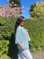 Blue Shimmer Loose Weave Top Jasmine