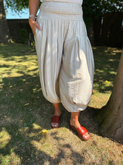 Stone Smocked Waist Hareem Trousers