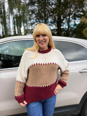 Wine Block Stitch Jumper Edie