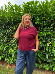 Wine Ribbed Detail Knit Petra