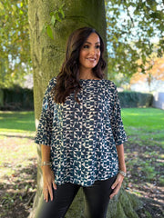 Teal Geometric Print Top Ayla