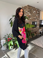 Black Diamante Abstract Floral Tee Scarlett