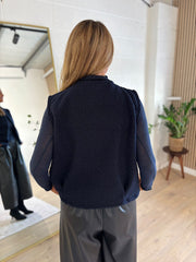 Navy Boucle Button Waistcoat Rachel