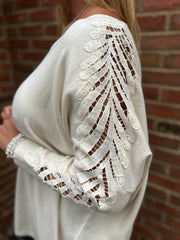 Antique Cream Diamante Sleeve Knit Amelia