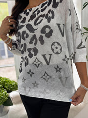 Monochrome Leopard Knit Top Dawn