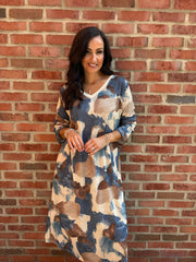 Denim Watercolour Shimmer Dress Freya