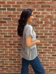 Mocha Asymmetric Panel Flower Top Adele