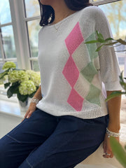 White Diamond Crew Neck Knit Fran