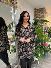 Camel Seamless Print Longline Zip Top Cassie