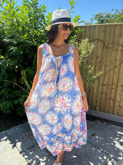 Blue Tropical Tassel Dress Seren