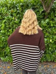 Chocolate Stripe Knitted Jumper Anne