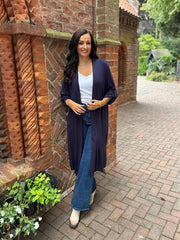 Navy Super Soft Longline Cardi Mary