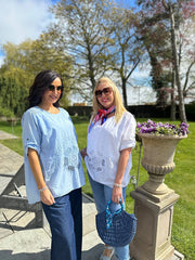 White Net Floral Sequin Top Isobel