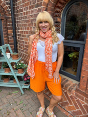 Orange Gold Fleck Paisley Scarf