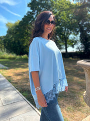 Blue Lace Hem Tee Beryl