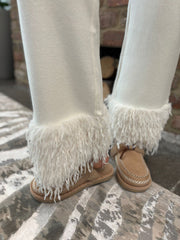 Winter White Premium Faux Feather Trouser Set Teya