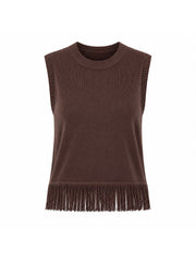 Chocolate Fray Bottom Knitted Vest Grace